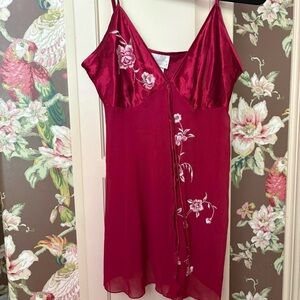 California Dynasty Red Floral Slip Dress